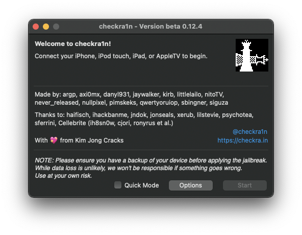 checkra1n Main Screen